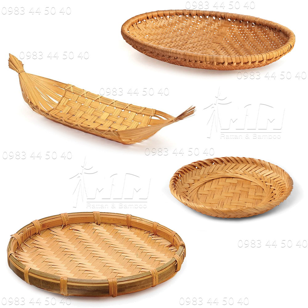 Khay tre l Đĩa tre l Mẹt tre hun khói - Trang trí đồ ăn, Chụp hình sản phẩm.