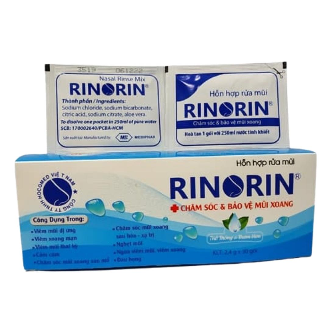 Hỗn hợp muối rửa mũi Rinorin Hộp 30 gói