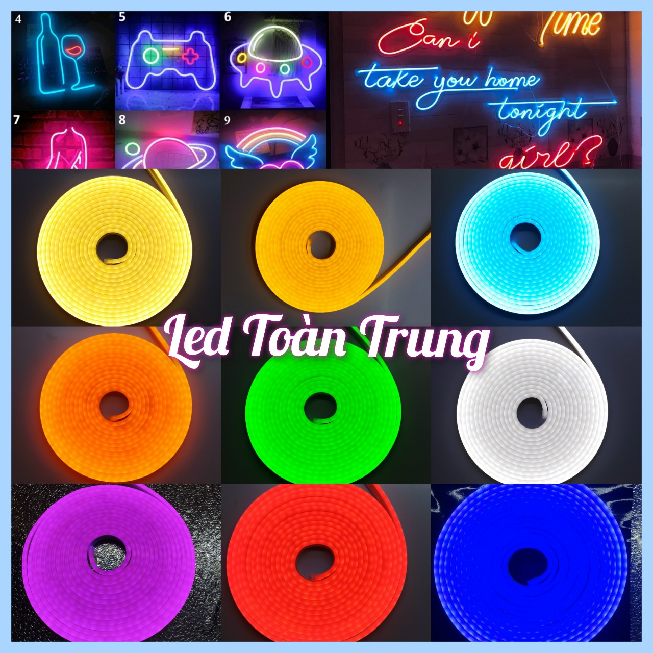 Led NEON 12v 5m, dây đèn neon decor chữ trang trí