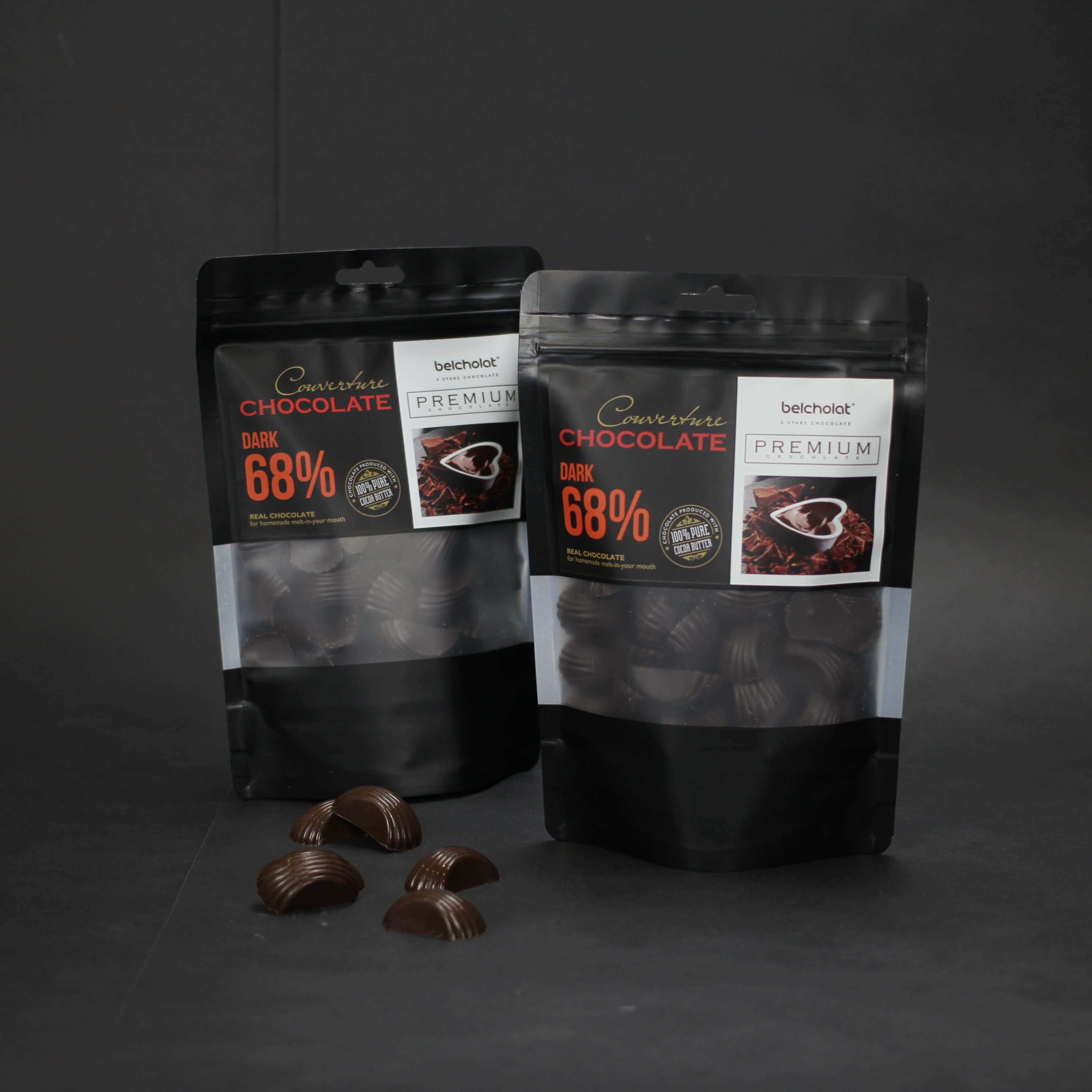 Socola đen couverture 68% belcholat - dark couverture chocolate 68% bag túi 150g/270g
