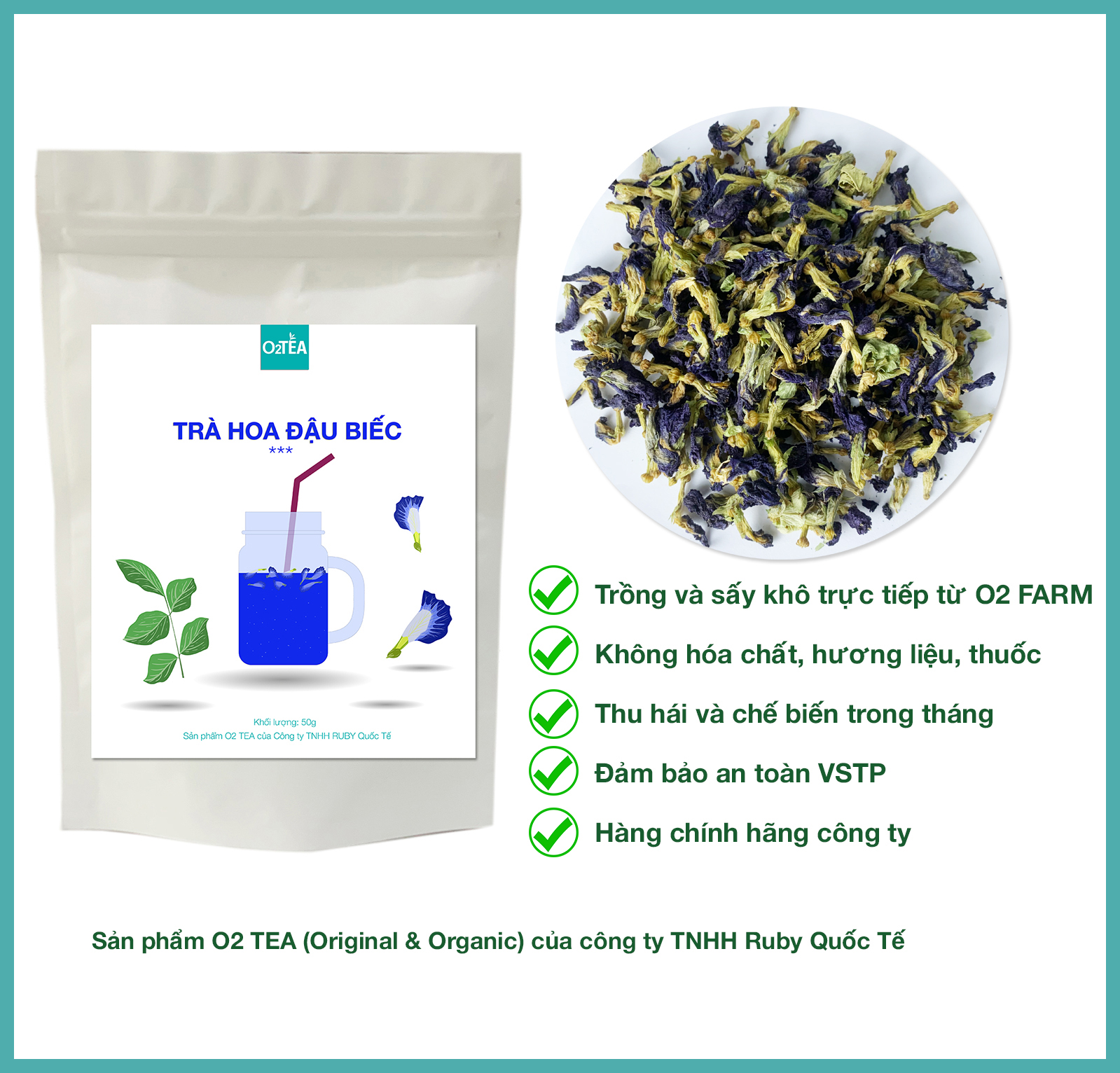 Trà hoa đâu biếc túi zip 50g - trà o2 tea
