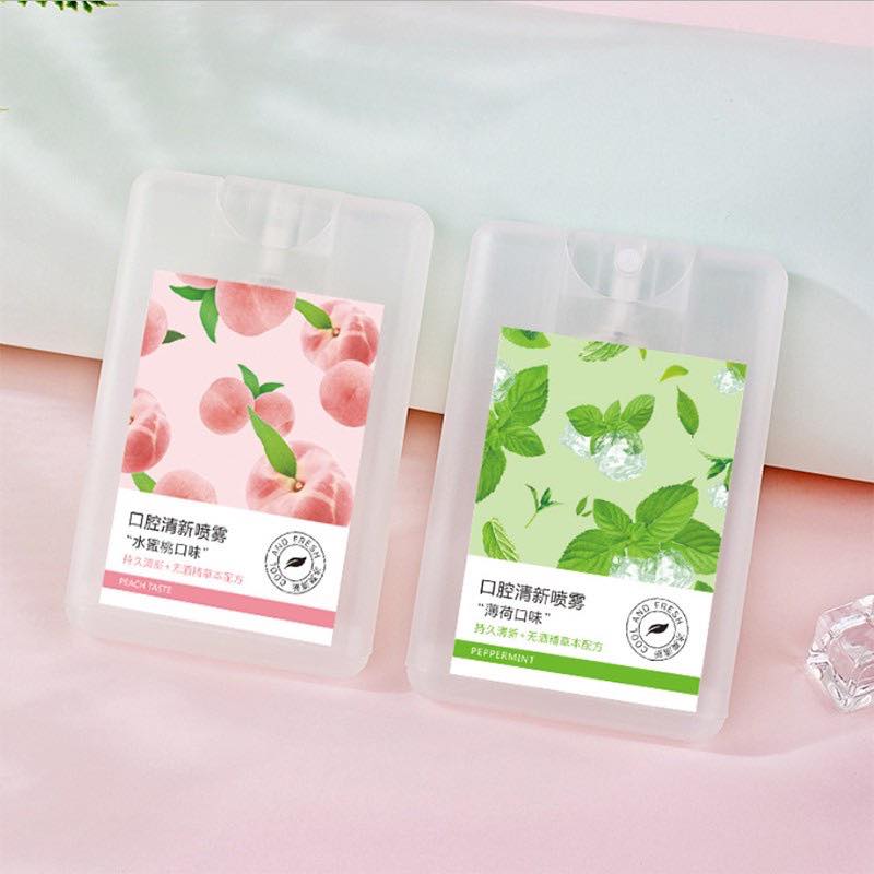 Xịt thơm miệng thơm mát vị đào, bạc hà heyxi khử mùi hôi chăm sóc răng miệng