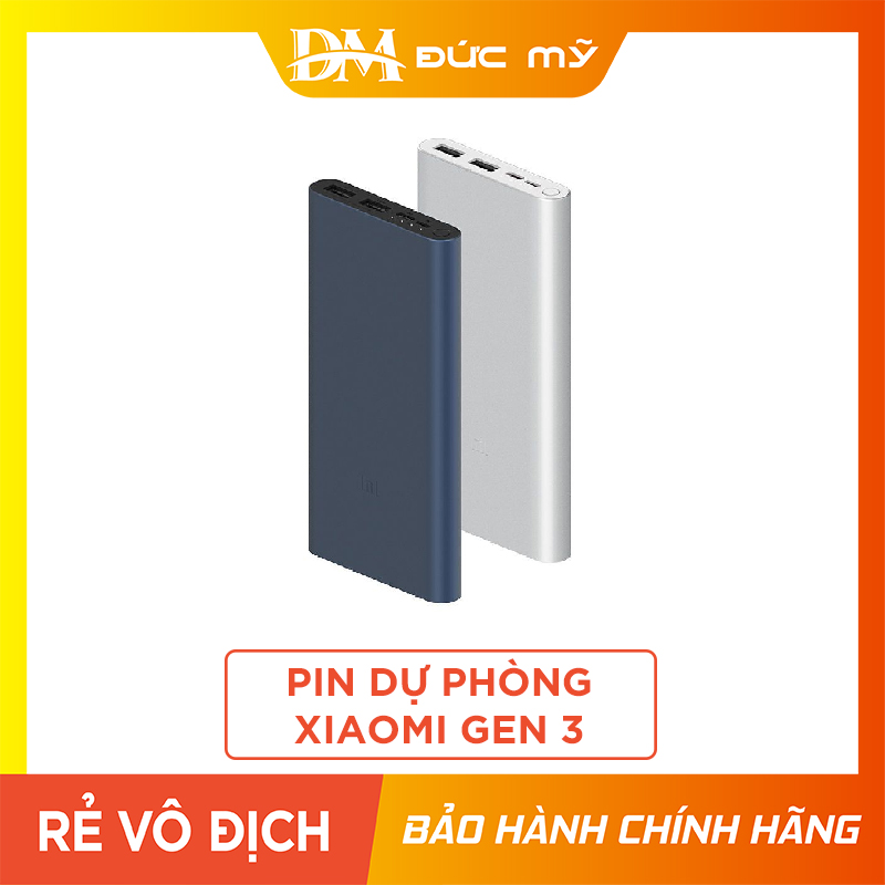 Sạc Dự Phòng Xiaomi Gen 3 Dung lượng 10.000mAh (18W) Bản Sạc Nhanh – 2 cổng USB 1cổng Type C. Phân Phối bởi Đức Mỹ Store