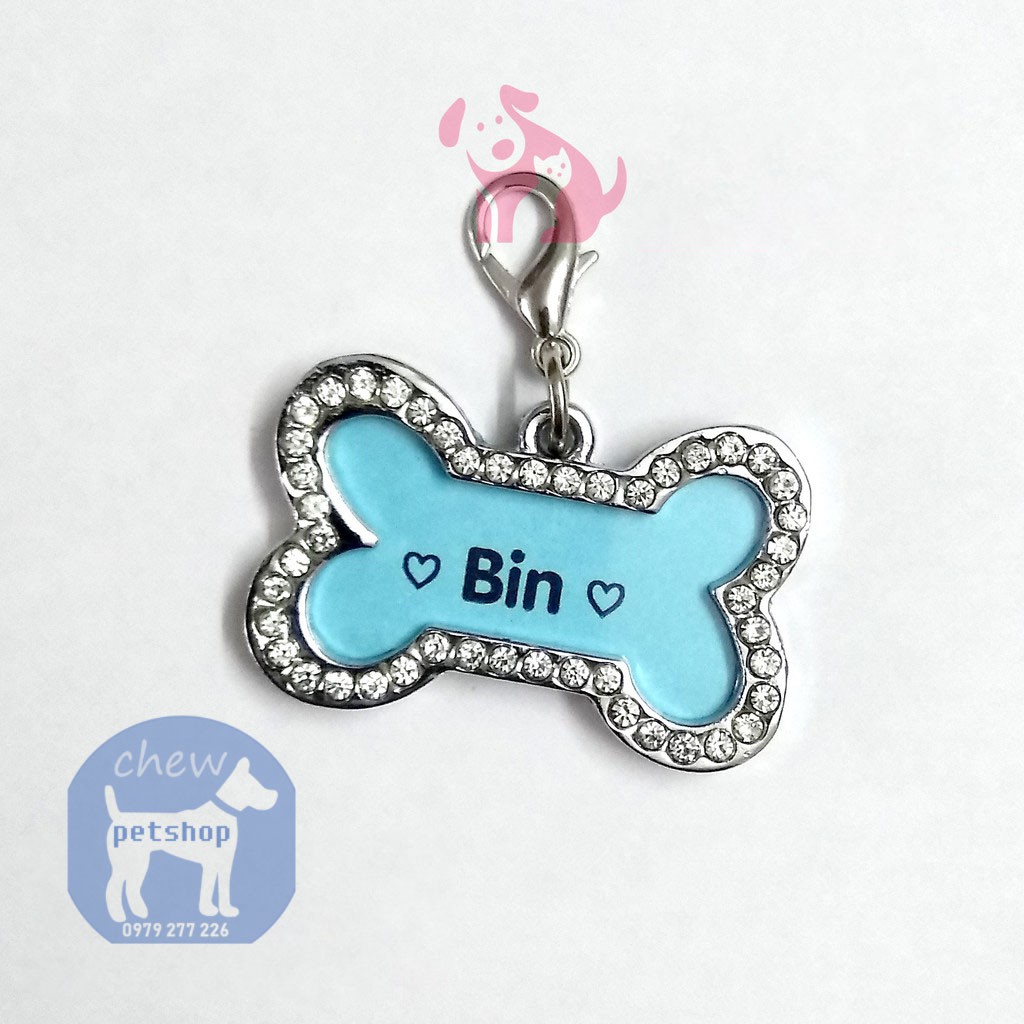 Thẻ tên thú cưng đính đá- Phụ kiện phú cưng ChewPet Shop