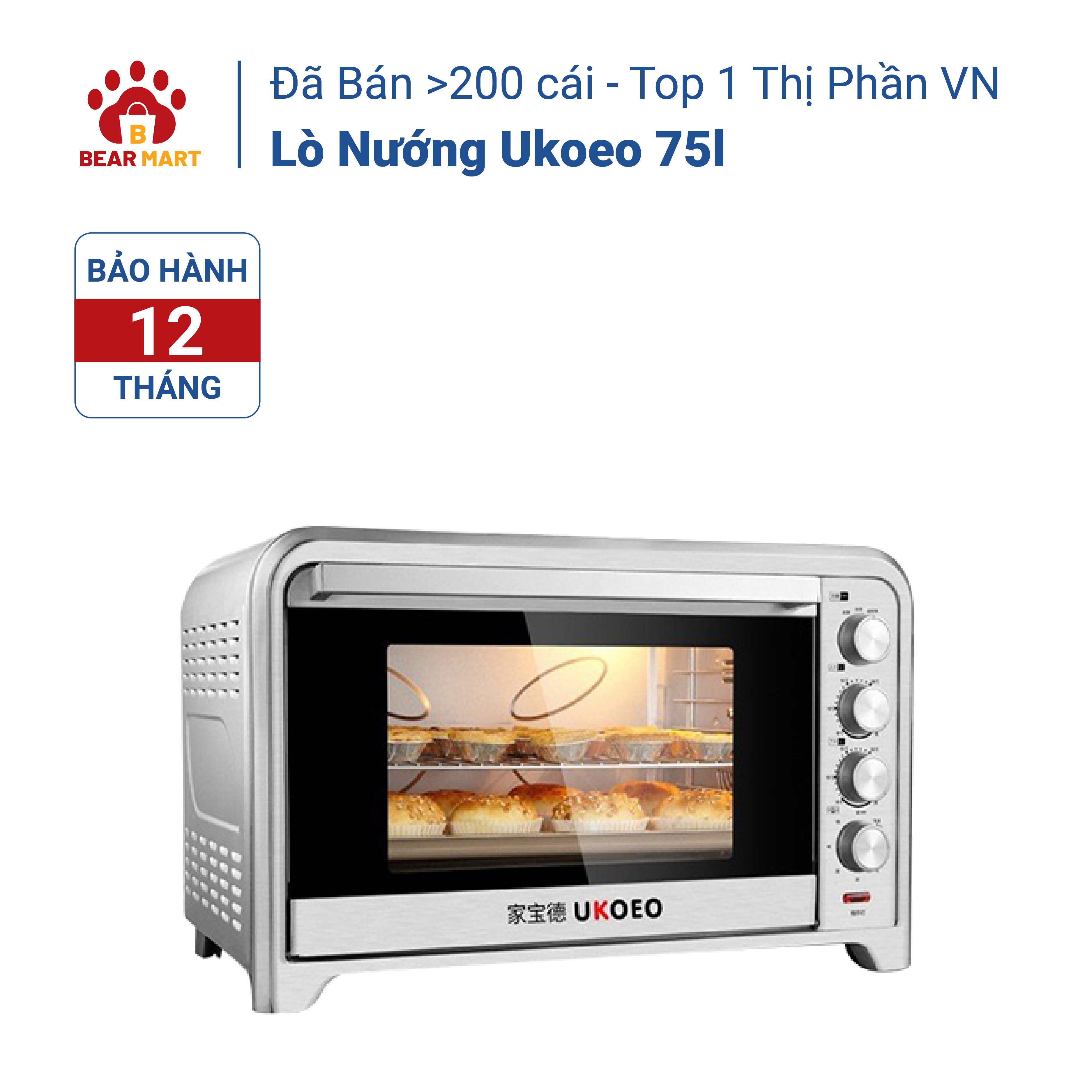 Lò nướng ukoeo 75l chính hãng - bảo hành 12 tháng - hàng có sẵn