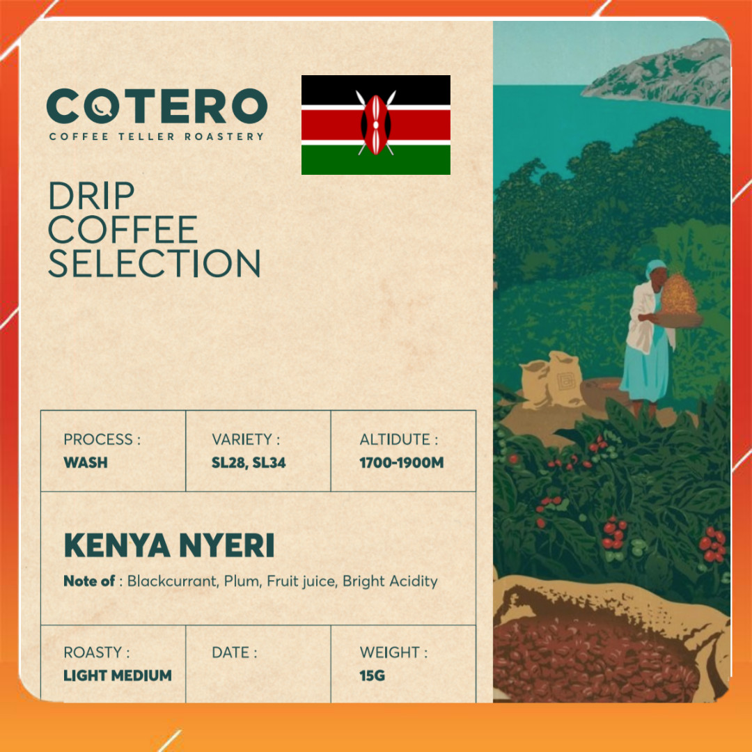 Cà phê phin giấy/drip bag specialty kenya nyeri washed - cotero coffee, hộp 7 gói, drip, coldbrew