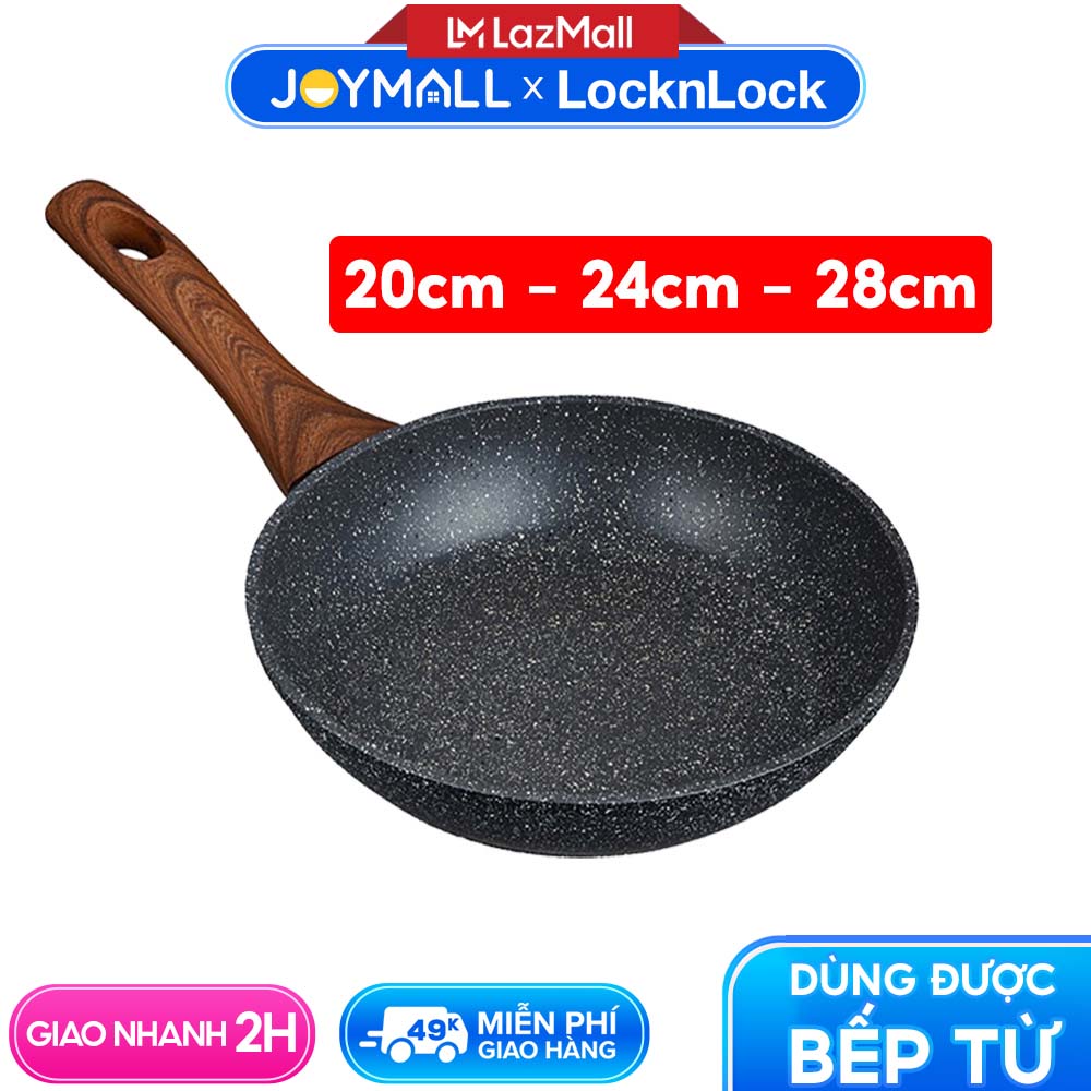 Chảo nhôm chống dính Lock&Lock Baum Marble LBU1203 20cm LBU1243 24cm LBU1283 28cm - Hàng chính hãng dùng được cho bếp từ - JoyMall