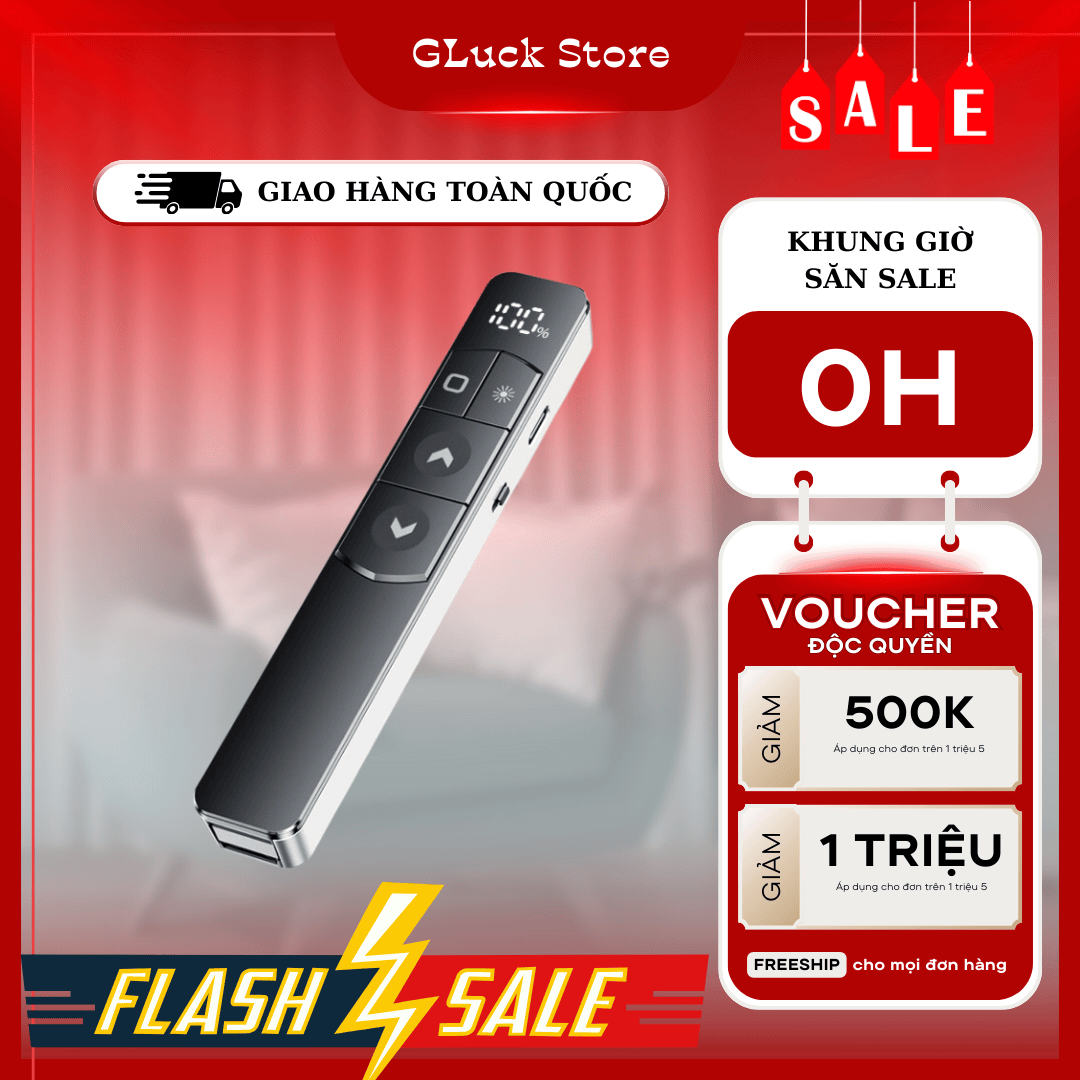 Bút Trình Chiếu Powerpoint Thuyết Trình Laser Đỏ Sắc Nét Chiếu Slide Chỉ Bản Đồ Phạm Vi Xa 100m Chuyển Trang Siêu Mượt Cổng USB 2.4GHz Không Cần Cài Driver Pin Sạc Type C Tương Thích Nhiều Thiết Bị