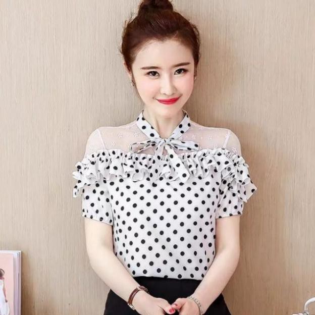 Áo chấm bi buộc nơ, cam kết hàng đúng mô tả, chất lượng đảm bảo, đa dạng mẫu mã, màu sắc, kích cỡ