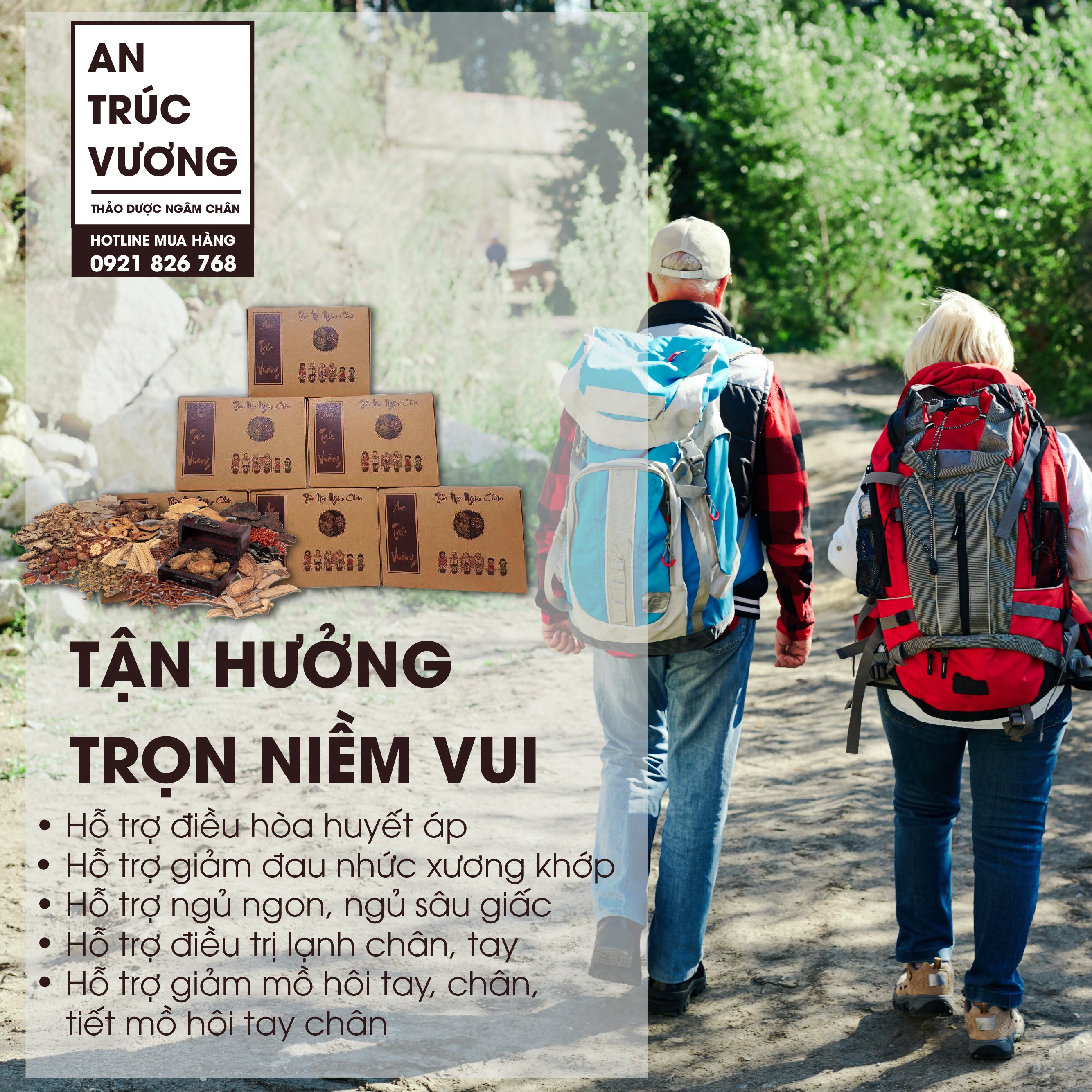 Thảo mộc ngâm chân hỗ trợ khớp, mất ngủ, lạnh tay chân, bột ngâm chân An Trúc Vương