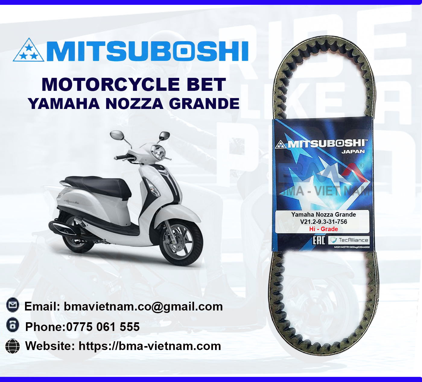Dây curoa Mitsuboshi cho xe Yamaha Nozza Grande