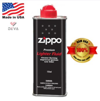 Bình xăng zippo thơm dung tích 125ml bén lửa tốt, ngọn lửa xanh đẹp, phụ kiện cho hộp quẹt bật lửa zippo , xăng thơm hàng chính hãng deva shop