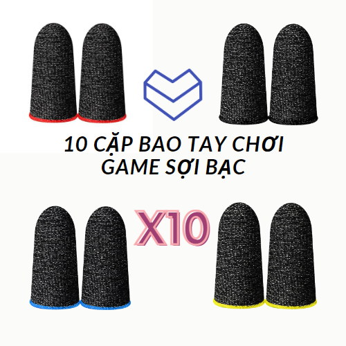 Combo 10 bao tay chơi game sợi bạc thế hệ mới đủ màu - bao ngón tay chơi game thoáng khi