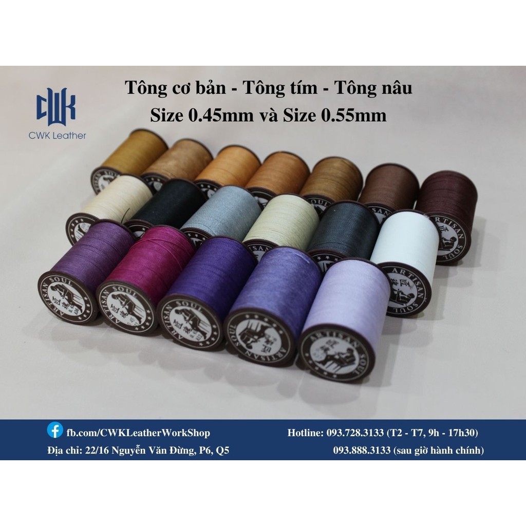 Chỉ sáp 0.45mm và 0.55mm may đồ da handmade thắt vòng tay macrame Artisan Soul