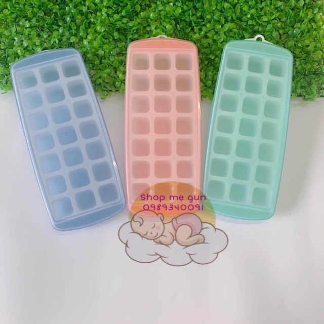 Khay trữ đông đồ ăn dặm đáy đàn hồi có nắp 21 ô