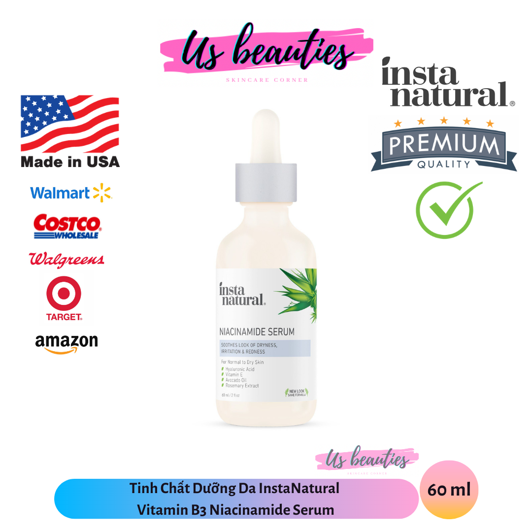 Tinh Chất Dưỡng Da InstaNatural Vitamin B3 Niacinamide Serum 60ml (Bill USA)