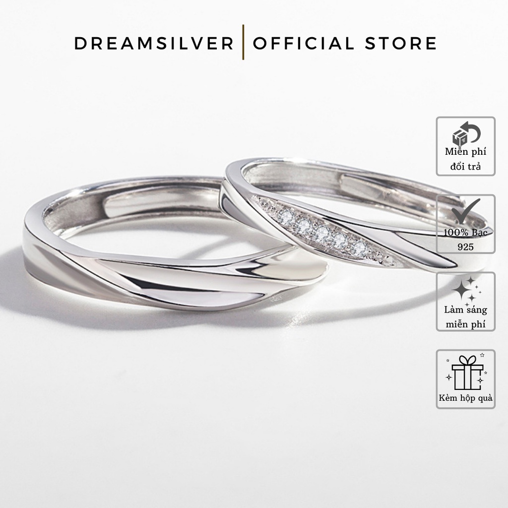 Nhẫn đôi bạc dreamsilver, nhẫn cặp javes ring chỉnh được size nd006