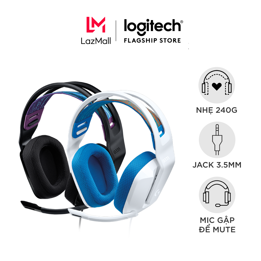 Tai Nghe game có dây Logitech G335 - Mic gập để Mute, Jack 3.5mm, Đệm tai Memory Foam, Nhẹ 240g, Tương thích PC/ PS4 PS5/ Xbox/ Nitendo