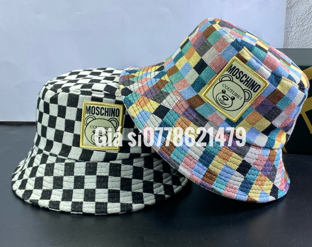 Mũ vành moschino hàn quốc cực xinh thời trang nữ - Nón bucket sọc ô phong cách trẻ )
