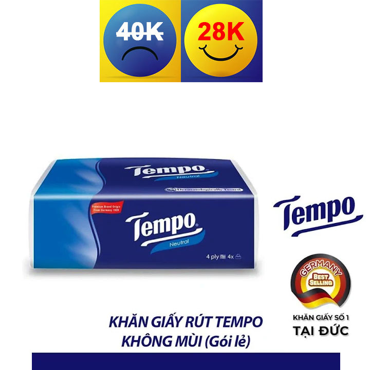 Khăn giấy rút Tempo hương bạc hà 4 lớp - Gói 90 tờ