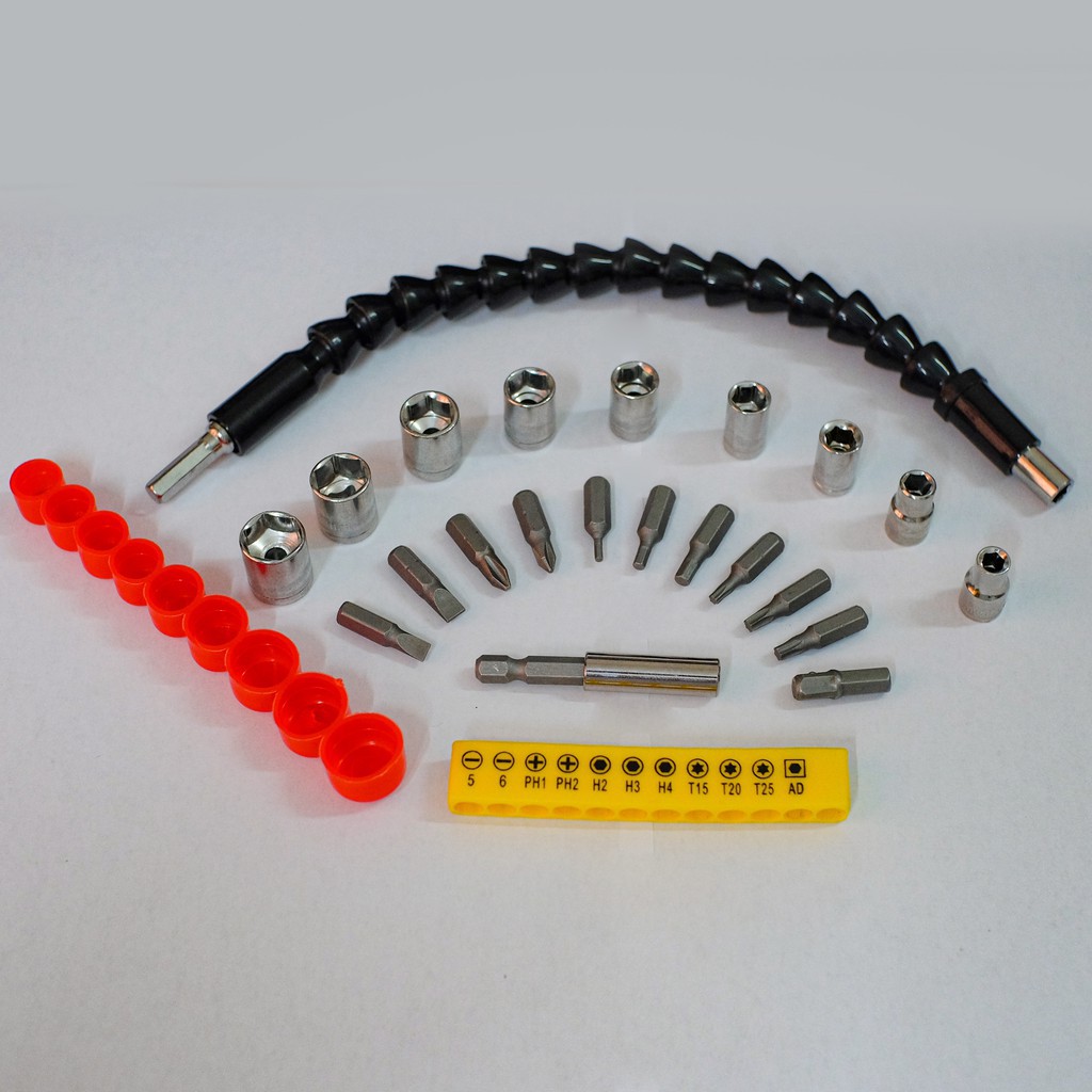 Dây Nối Dài Vặn Vít  Ống Nối Mềm Vặn Vít Uốn Cong 180 Độ   Phụ Kiện Kèm Đầu Khẩu   Mũi Bắt Vít   Phụ Kiện 22 Chi Tiết