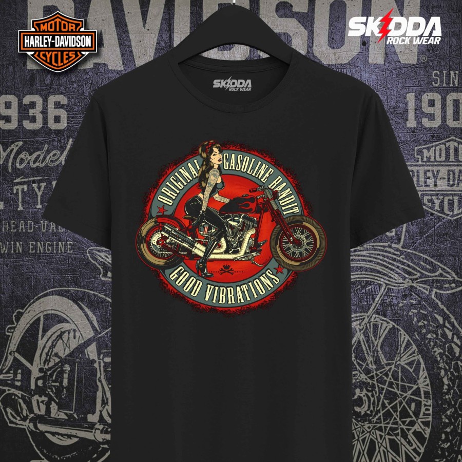 Áo thun đen in hình harley davidson 11 premium