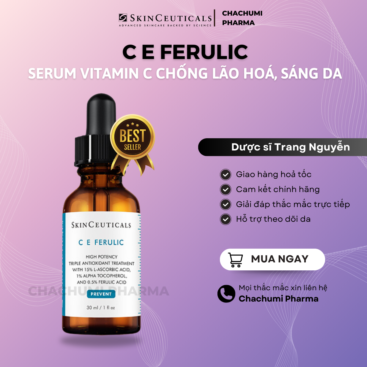 Serum Skinceu C E Ferulic Serum Trắng Da, Chống Lão Hoá