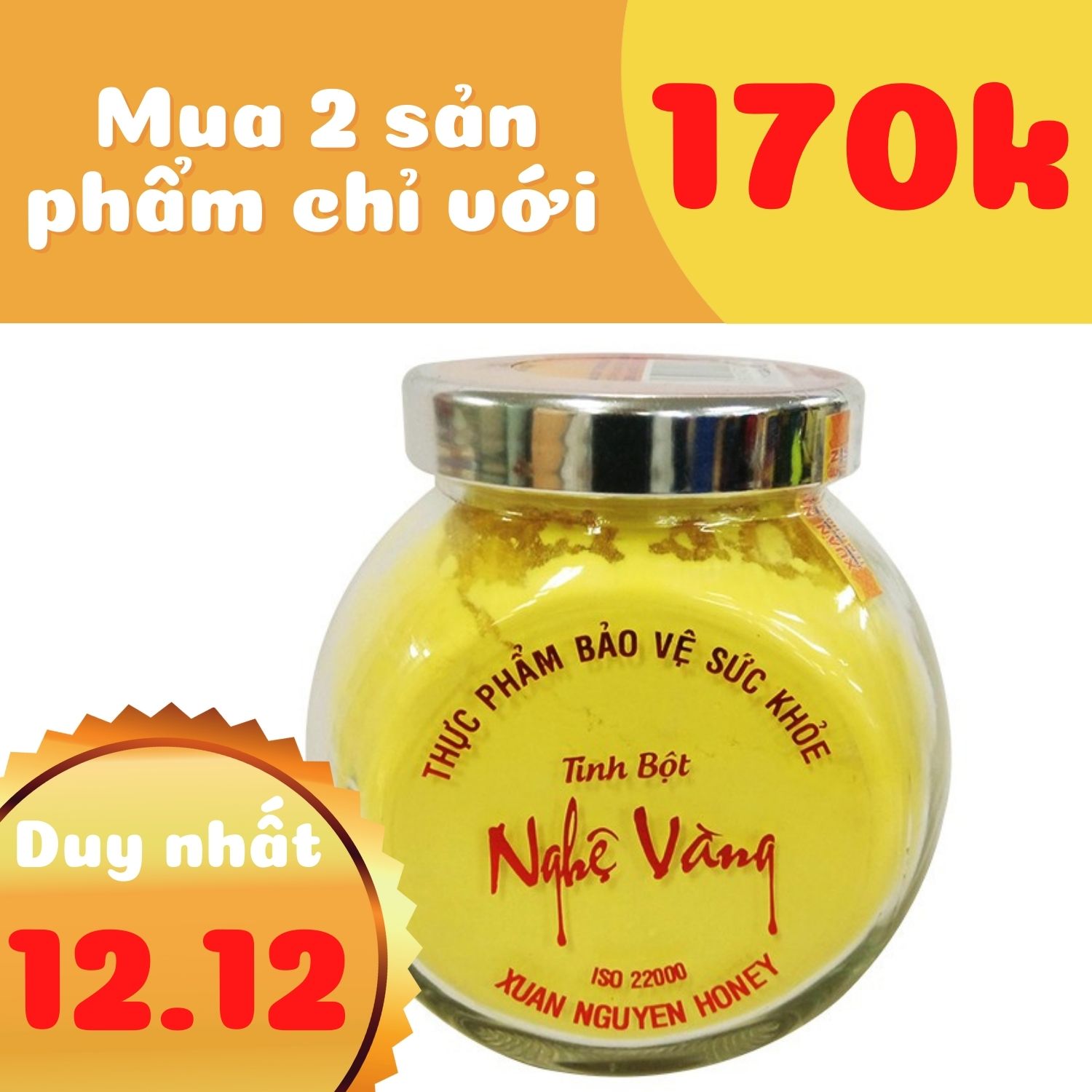 Tinh bột nghệ vàng xuân nguyên lọ 75gr - hổ trợ viêm loét dạ dày - làm sáng đẹp da - chống thâm sẹo