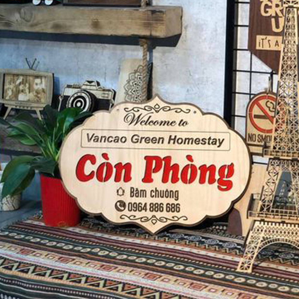 BẢNG, BIỂN CÒN PHÒNG. Gỗ MDF phủ Melamin 2 màu tương phản cắt laser dùng cho nhà nghỉ, khách sạn. BCP-PMV35