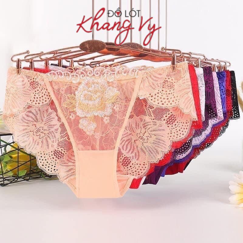 Quần lót nữ, combo 5 quần ren sexy thoáng mát, đồ lót hoa hồng gợi cảm - Đồ Lót Khang Vy
