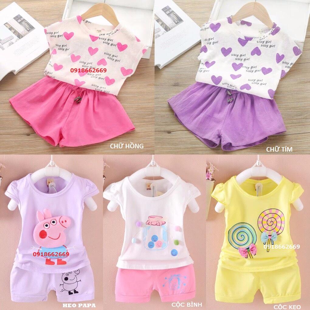 [FREESHIP 25K đơn 99K] Quần áo trẻ em, bộ hè bé gái (set cộc kẹo) cotton4c size 5-20kg