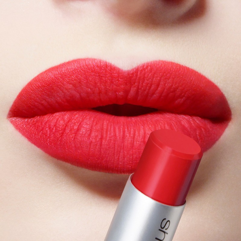 Son shu uemura 144 tông màu đỏ pha cam nhẹ quyến rũ
