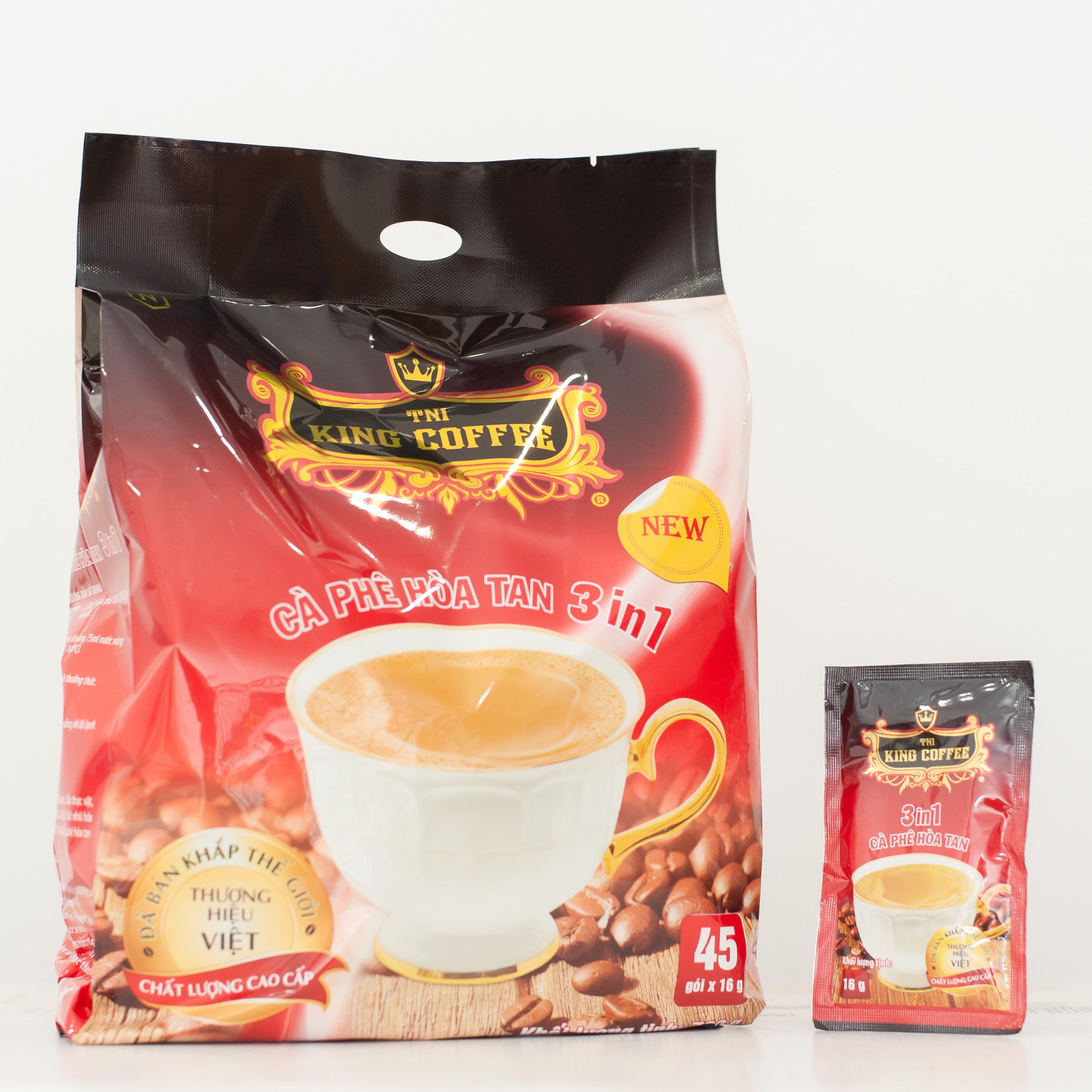 Cà Phê Hòa Tan 3in1 King Coffee (16gr x 45 gói ) ca fe sữa hòa tan3 in 1