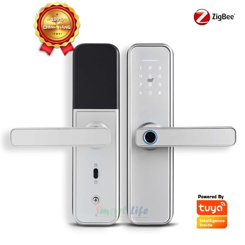Khóa vân tay thông minh Tuya X5 Zigbee mở khóa vân tay thẻ từ chìa cơ mật khẩu cảm ứng. app điện thoại Tuya Smart