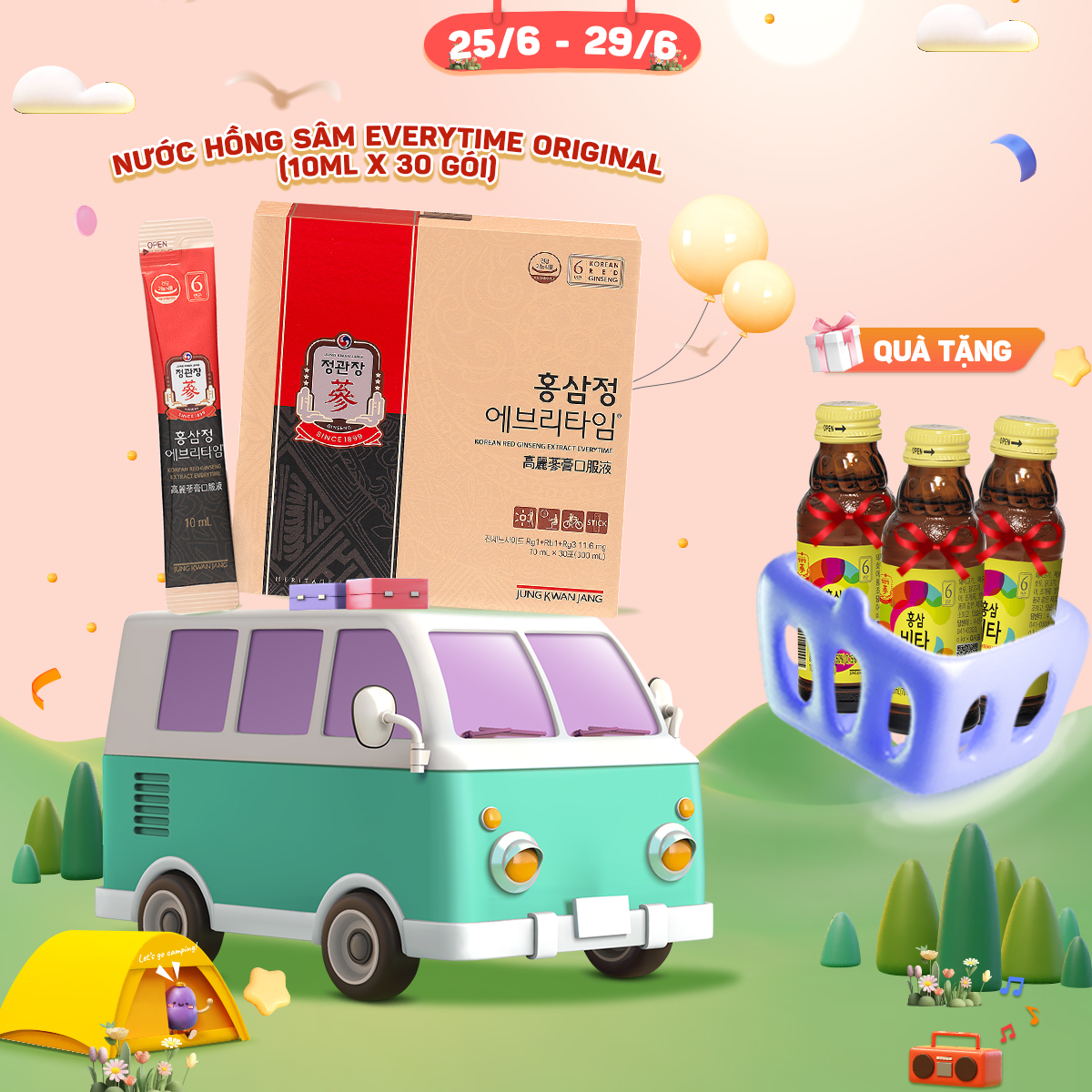 Tinh Chất Hồng Sâm Hàn Quốc Pha Sẵn KGC Jung Kwan Jang EveryTime Original (10ml x 30 gói)
