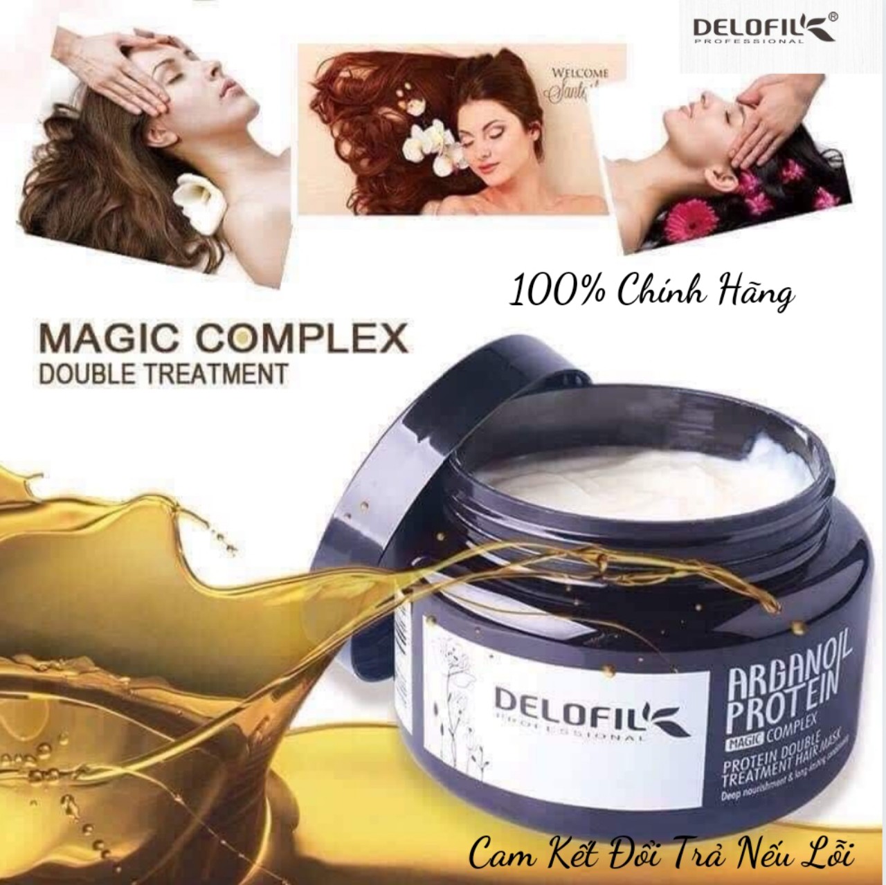 Hấp Delofil Kem Hấp Ủ Tóc Delofil Phục Hồi Cấp Ẩm Dưỡng Tóc Chuyên Sâu, Thơm Lâu Hũ 500ml ( Chính Hãng )