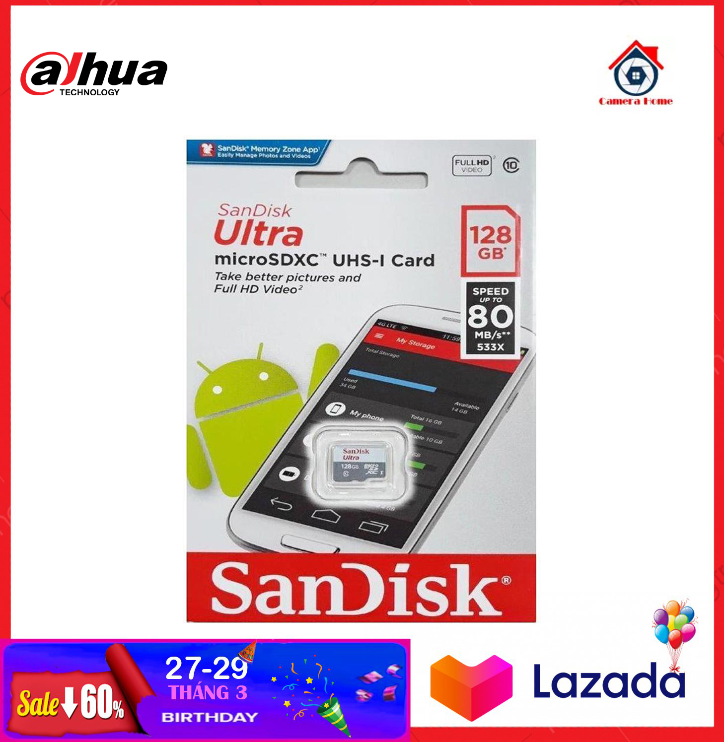 - thẻ nhớ sandisk 128gb - camera home
