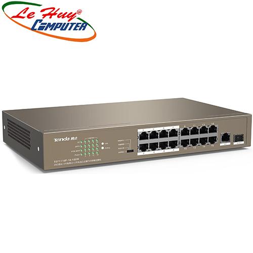 Switch tenda tef1118p 16-port 10/100mbps poe + 1 gigabit sfp