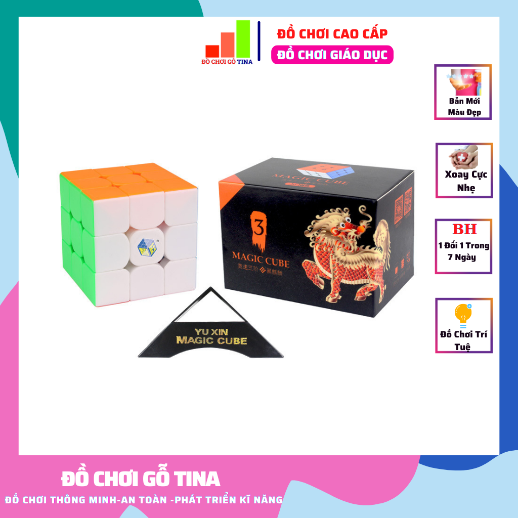 Rubik 3x3 magic cube 3 mfjs rubic 3 tầng stickerless không viền đồ chơi trí tuệ tina