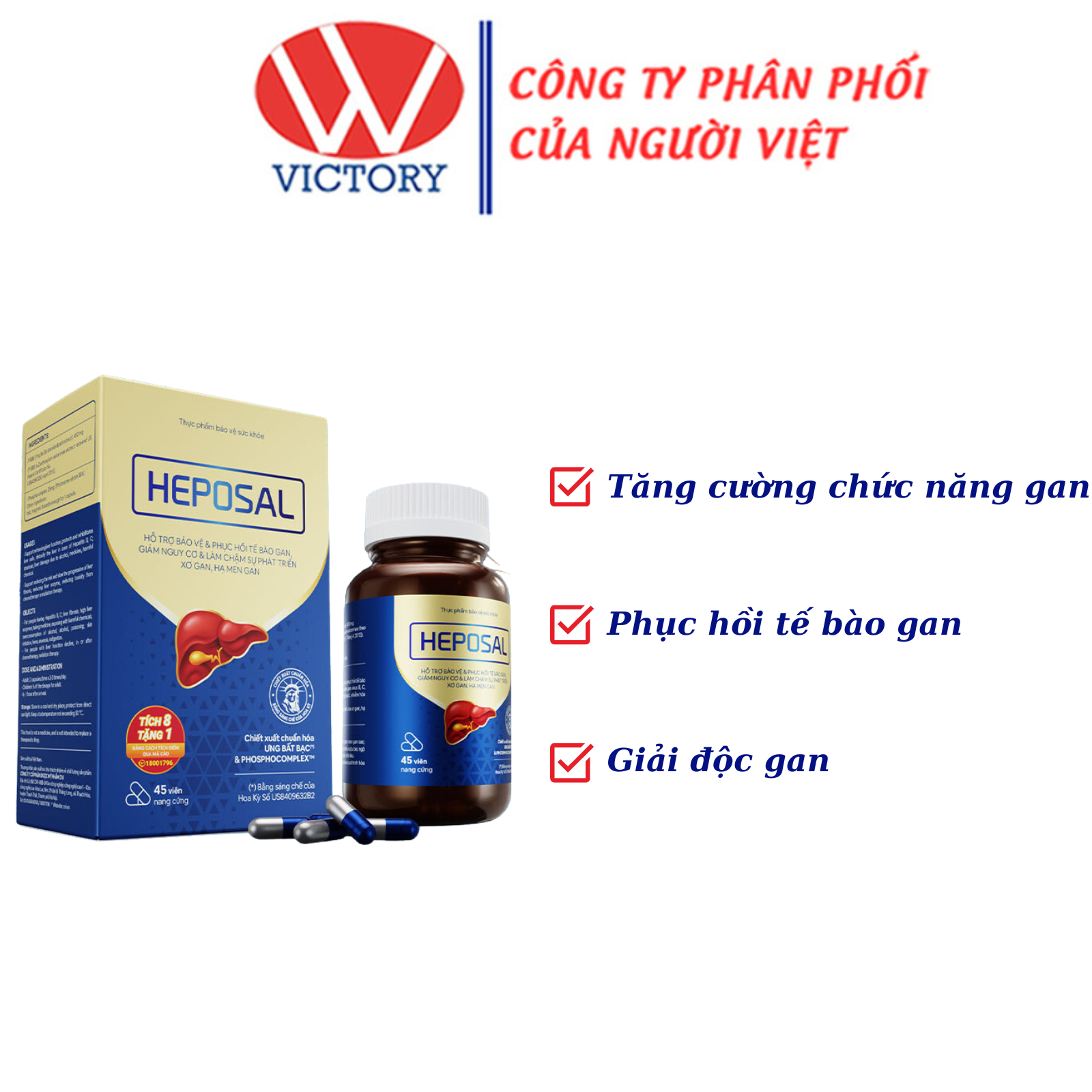 Heposal (Hộp 45 viên) - Giải Pháp Mới Hiệu Quả Cho Người Bệnh Gan - Victory Pharmacy
