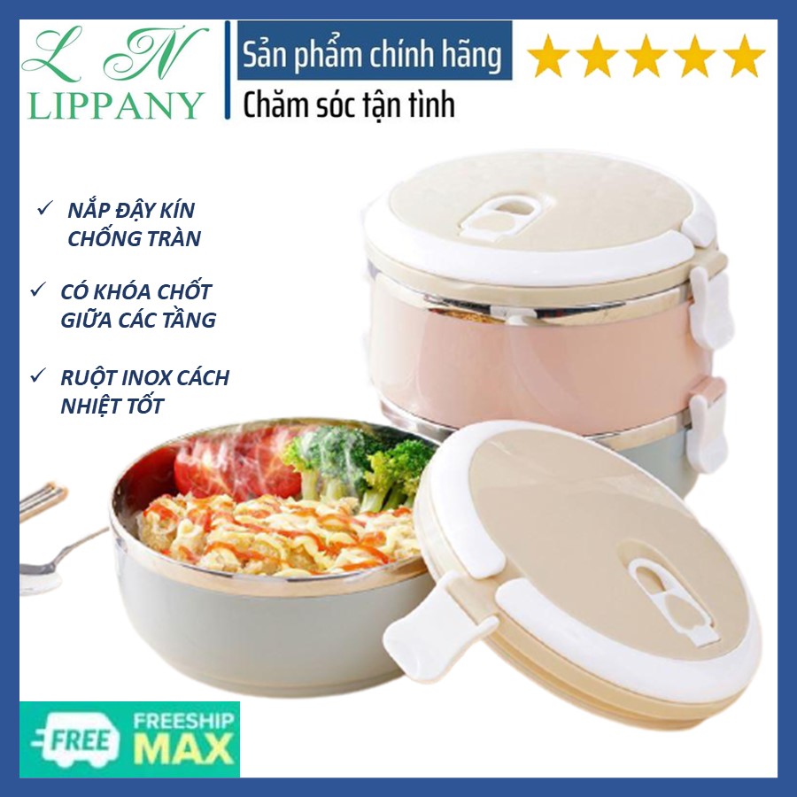 Hộp cơm 2 tầng lúa mạch lõi inox nhỏ gọn tiện dụng