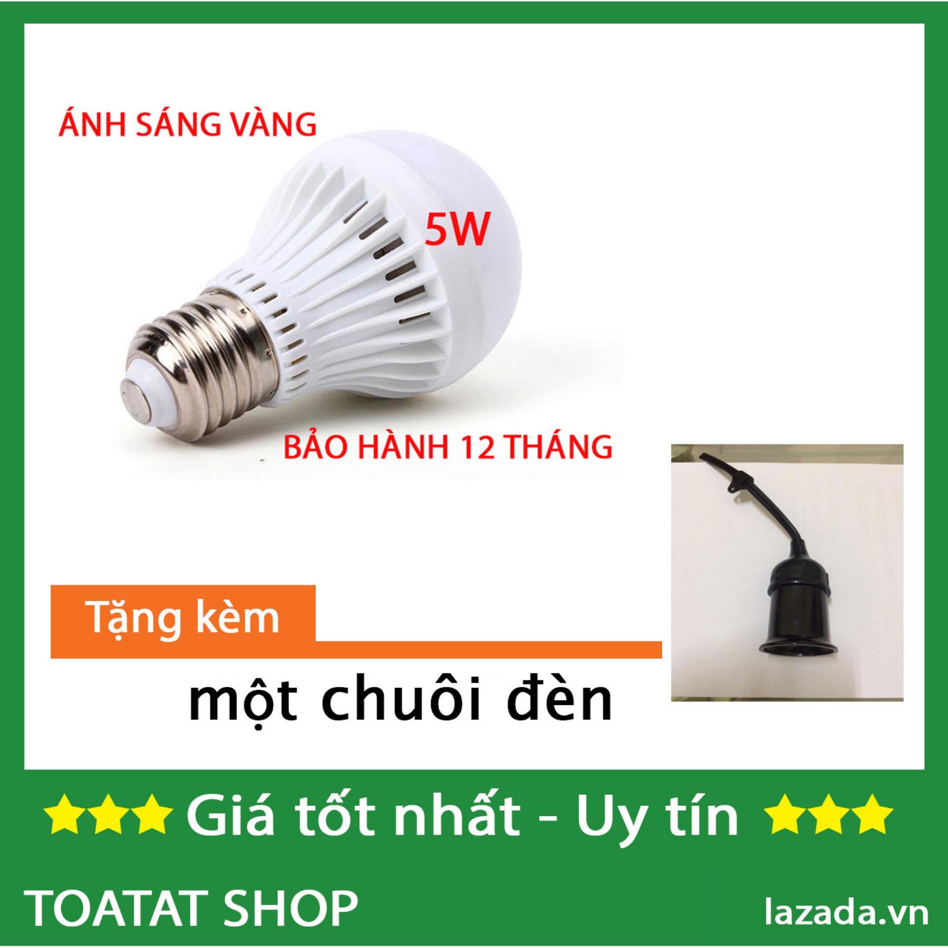 Bóng đèn Led cầu 5W ánh sáng vàng - Tặng kèm chuôi đèn