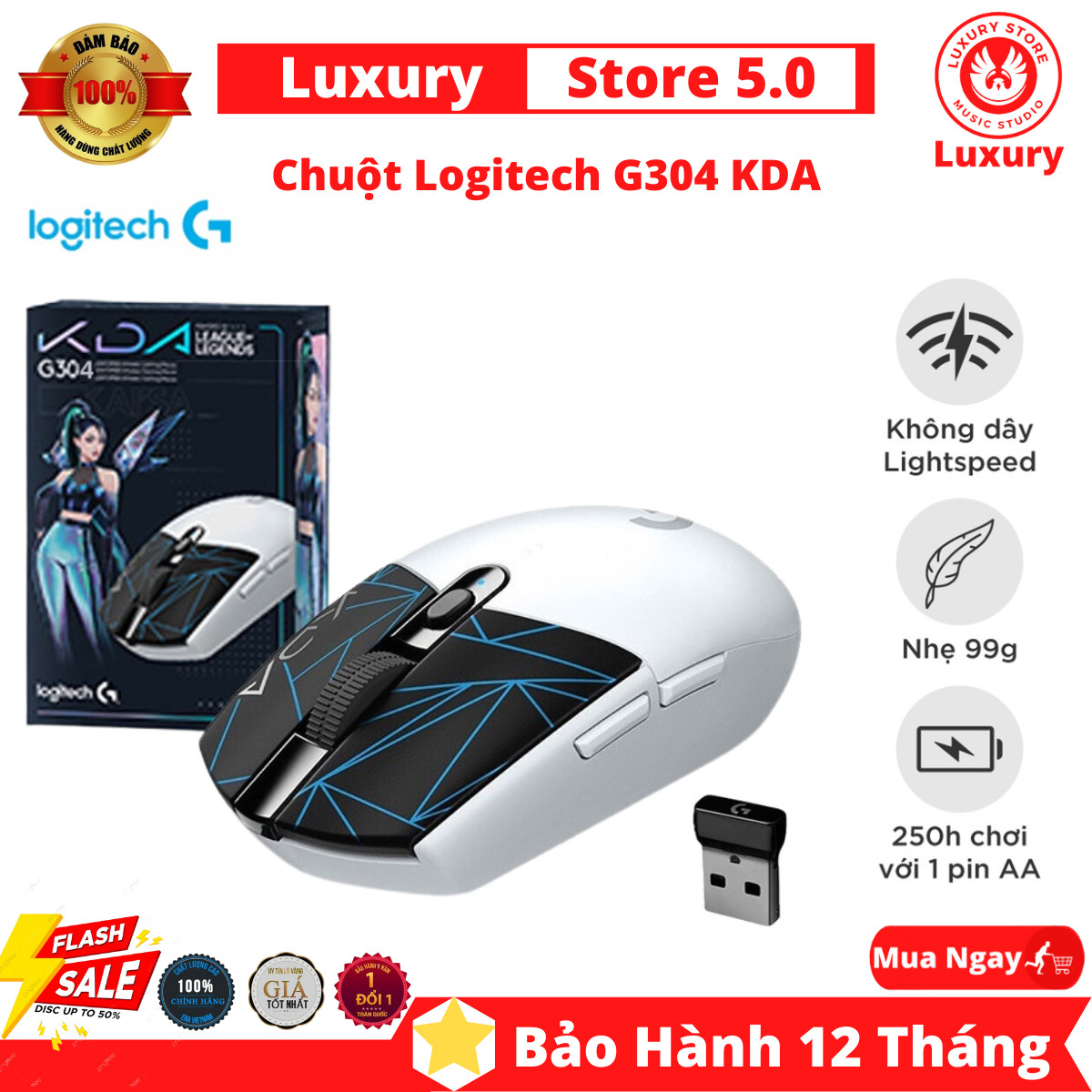 [HCM] Chuột Không Dây Gaming ,Chuột G304 KDA Gaming ,Cảm biến Hero hiệu suất cao,Kết nối đa thiế