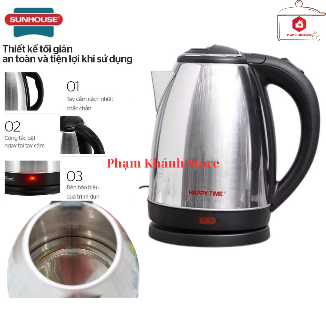 Ấm siêu tốc inox 1.8l happy time htd bảo hành 12 tháng
