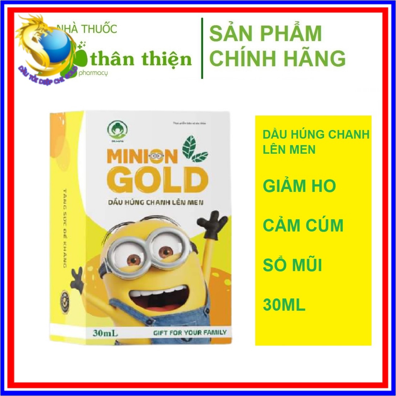 Dầu Húng Chanh Minion gold - húng chanh lên men Mẫu Mới Nhất (HÀNG CHUẨN DATE MỚI)
