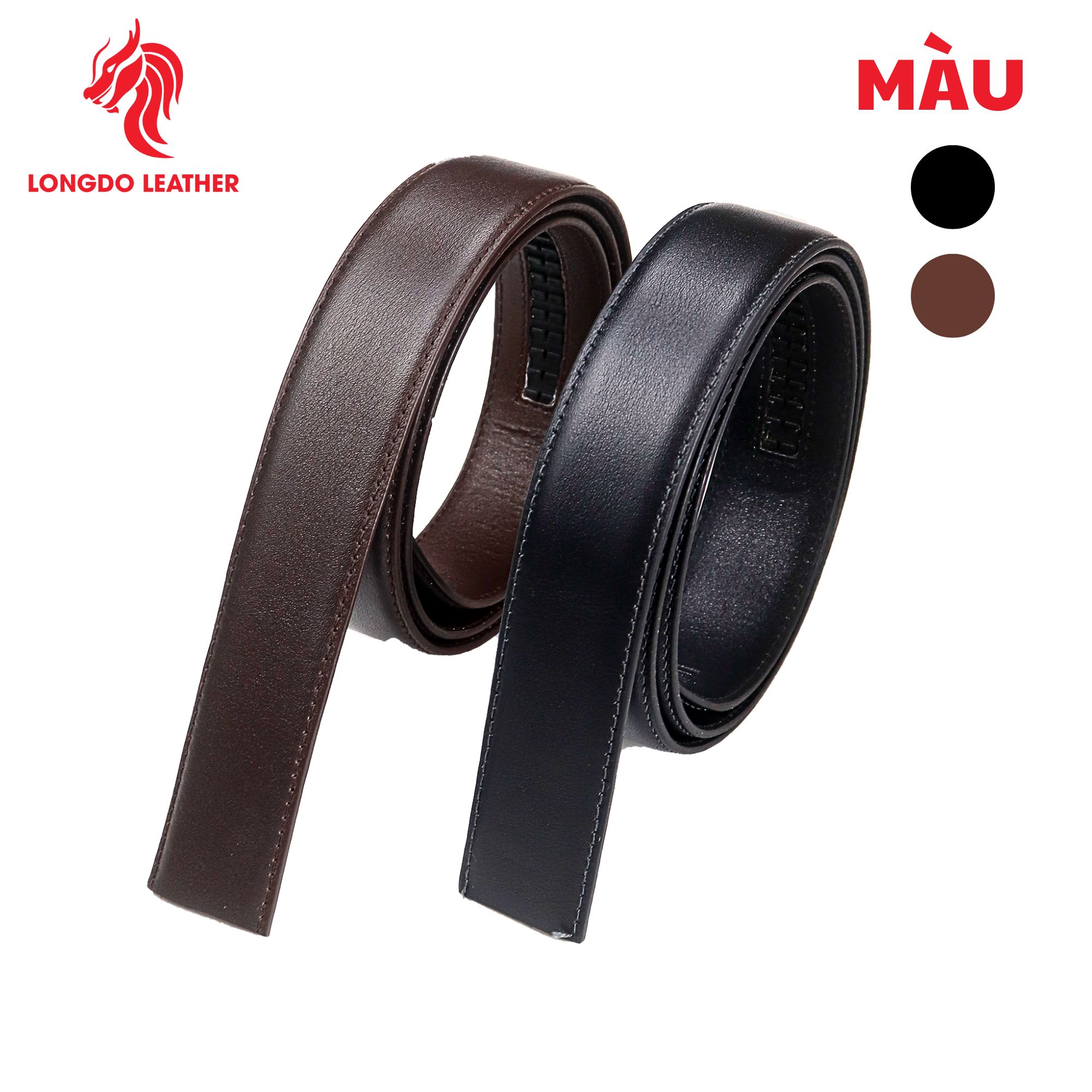 Dây thắt lưng nam không mặt khóa tự động cao cấp LONGDO LEATHER - KDTD