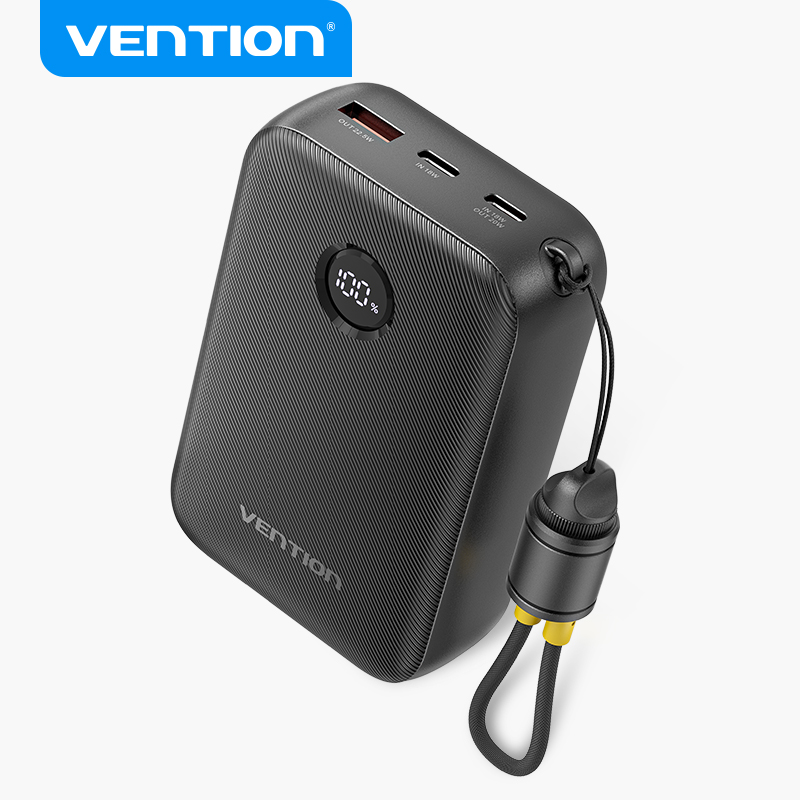 Vention Pin Sạc Dự Phòng 20000mAh 22.5W Super Charge - 2 Cổng | Màn Hình Số | Dây Cáp Tích Hợp - Sạc Nhanh cho Điện Thoại iPhone iPad - Hàng Chính Hãng