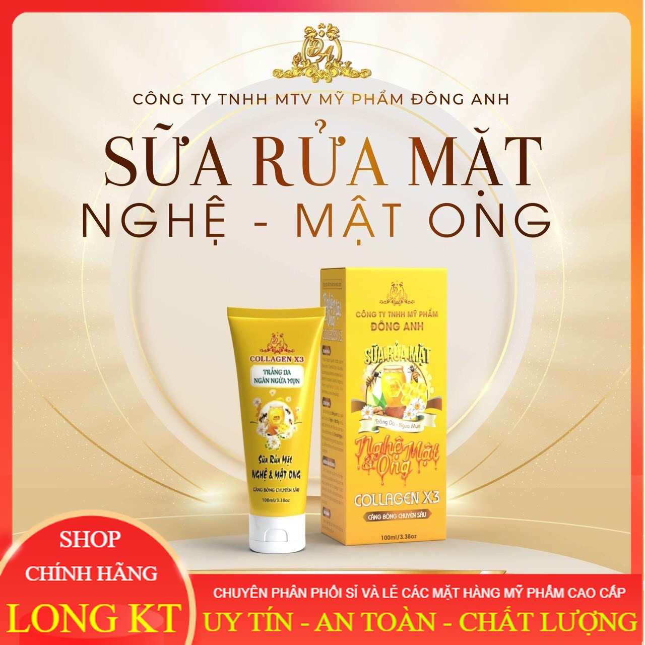 [Chính Hãng] Sữa rửa mặt collagen X3 của công ty Đông Anh Với tinh chất nghệ tươi và mật ong Sữa rữa mặt thấm sâu vào lớp biểu bì da Giúp da hết mụn , mờ thâm Giúp da đàn hồi căng bóng Tẩy trang 120ML