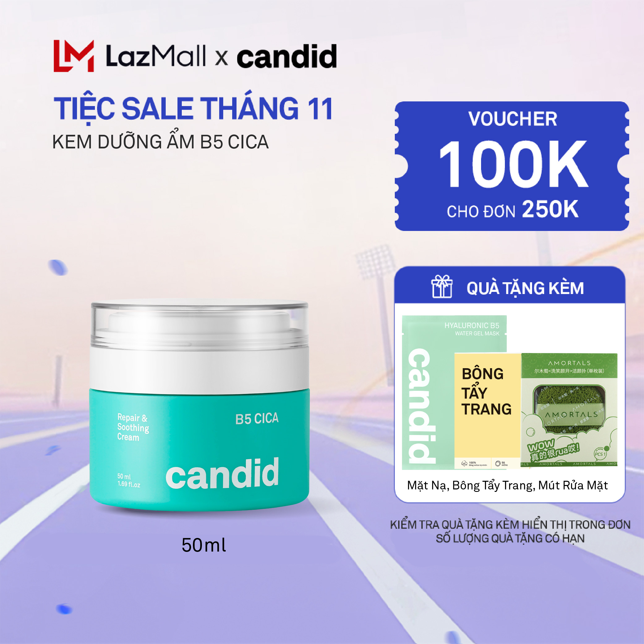 Kem Dưỡng Ẩm Hỗ Trợ Làm Dịu, Phục Hồi Da B5 CICA - Candid B5 CICA Repair & Soothing Cream 50ml