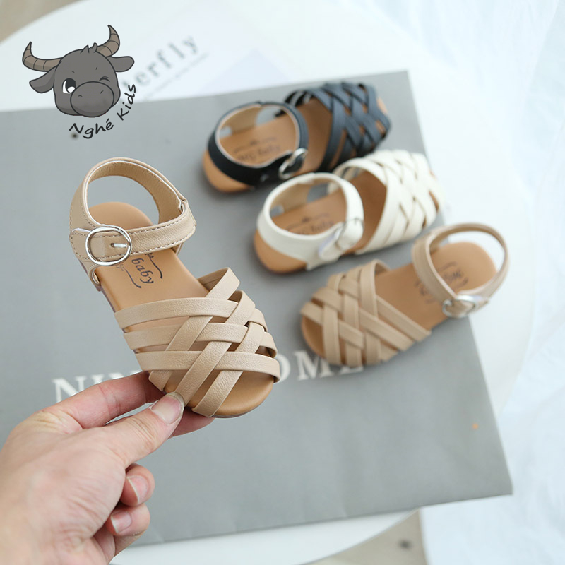 Xăng đan quai đan chéo - Sandal da pu khóa dán đế mềm cực xinh cho bé gái